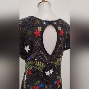 MULTICOLORED VINTAGE FLORAL BEADED DRESS
